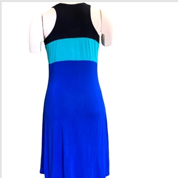 Calvin Klein Athleisure Casual Tank Dress Sz 8 Colorblock Blue Green Black #239J - Picture 3 of 6